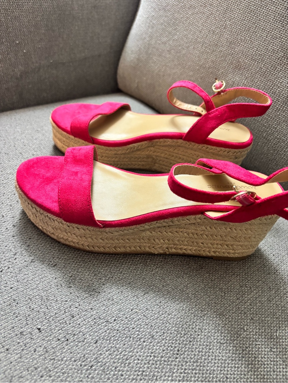 Banana Republic Fuchsia Suede Espadrille Wedge Sandals - Picture 3 of 8
